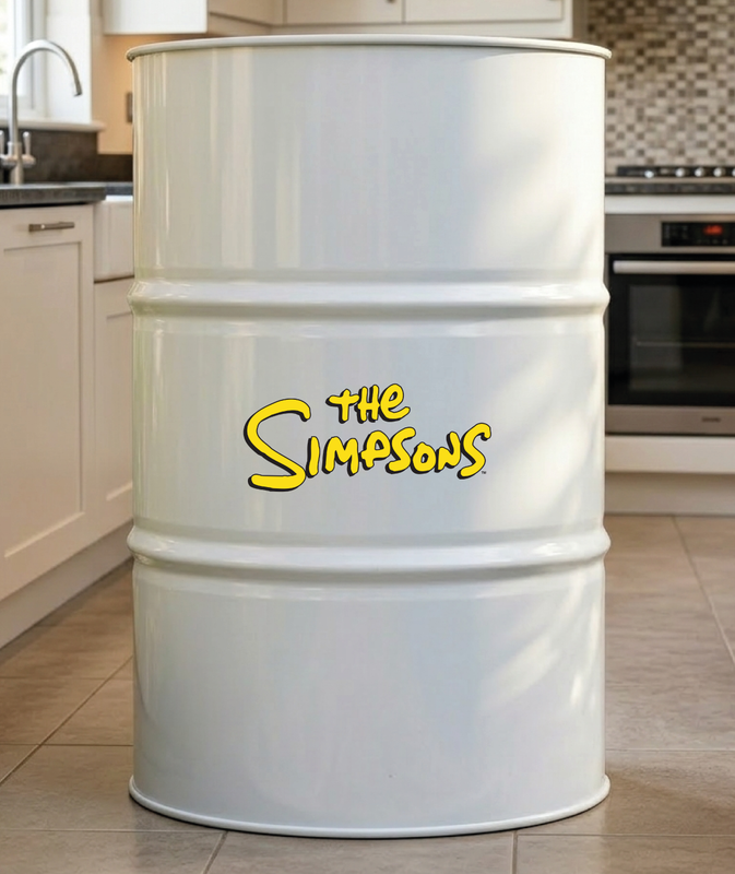 Baril décoratif avec kit de 2 stickers Kit de 2 stickers Les Simpsons Homer logo en situation réelle