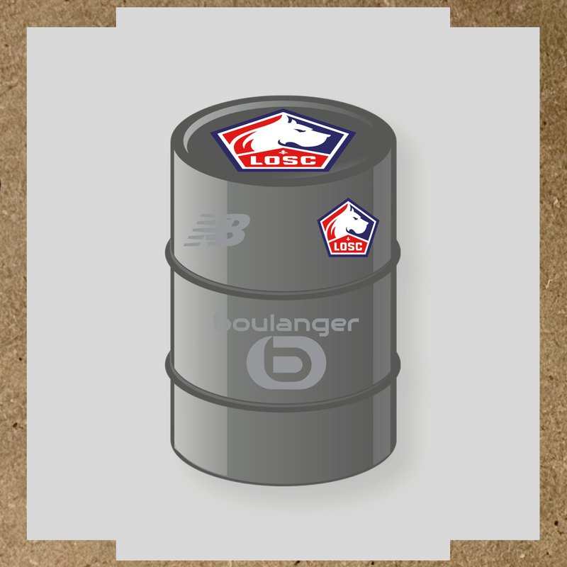Kit de 4 stickers vinyles pour baril décoratif LOSC avec logo principal sur le dessus. couleur:argent