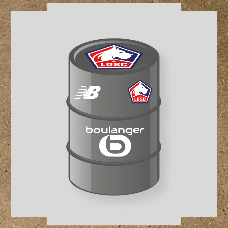 Kit de 4 stickers vinyles pour baril décoratif LOSC avec logo principal sur le dessus. couleur:blanc