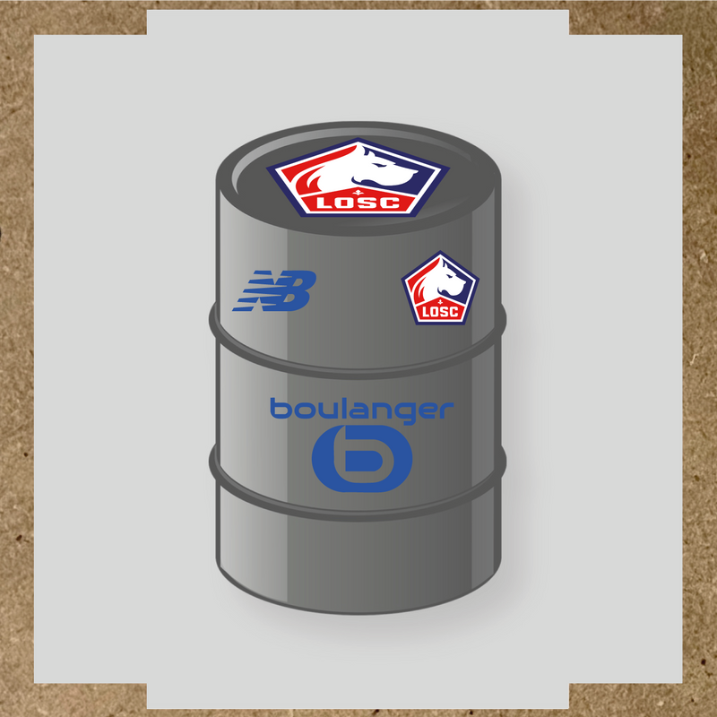 Kit de 4 stickers vinyles pour baril décoratif LOSC avec logo principal sur le dessus. couleur:bleu acier