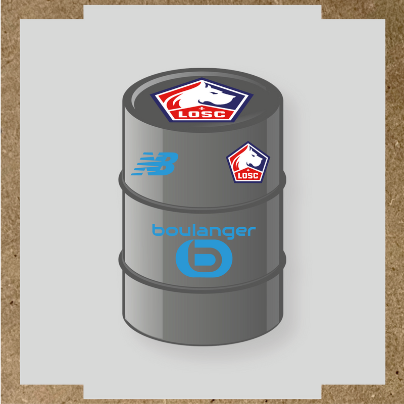 Kit de 4 stickers vinyles pour baril décoratif LOSC avec logo principal sur le dessus. couleur:bleu ciel