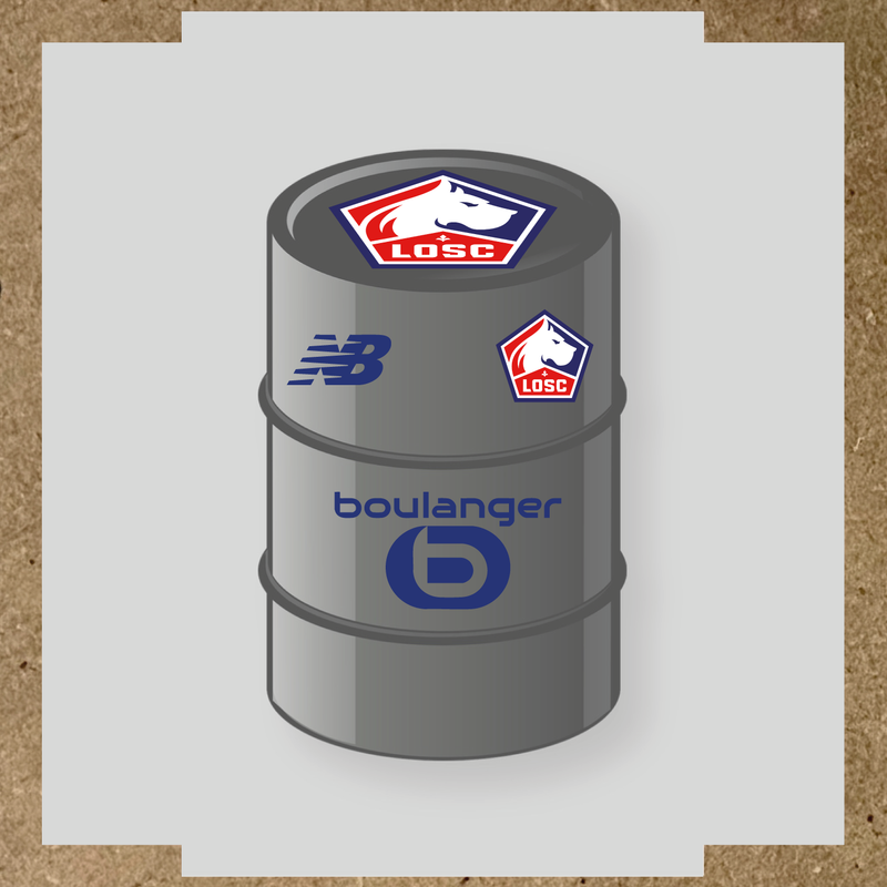 Kit de 4 stickers vinyles pour baril décoratif LOSC avec logo principal sur le dessus. couleur:bleu indigo