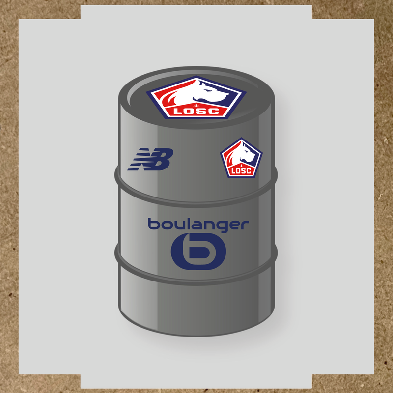 Kit de 4 stickers vinyles pour baril décoratif LOSC avec logo principal sur le dessus. couleur:bleu nuit