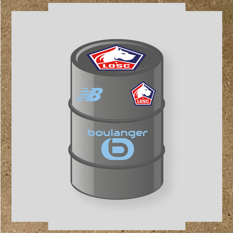 Kit de 4 stickers vinyles pour baril décoratif LOSC avec logo principal sur le dessus. couleur:bleu pastel