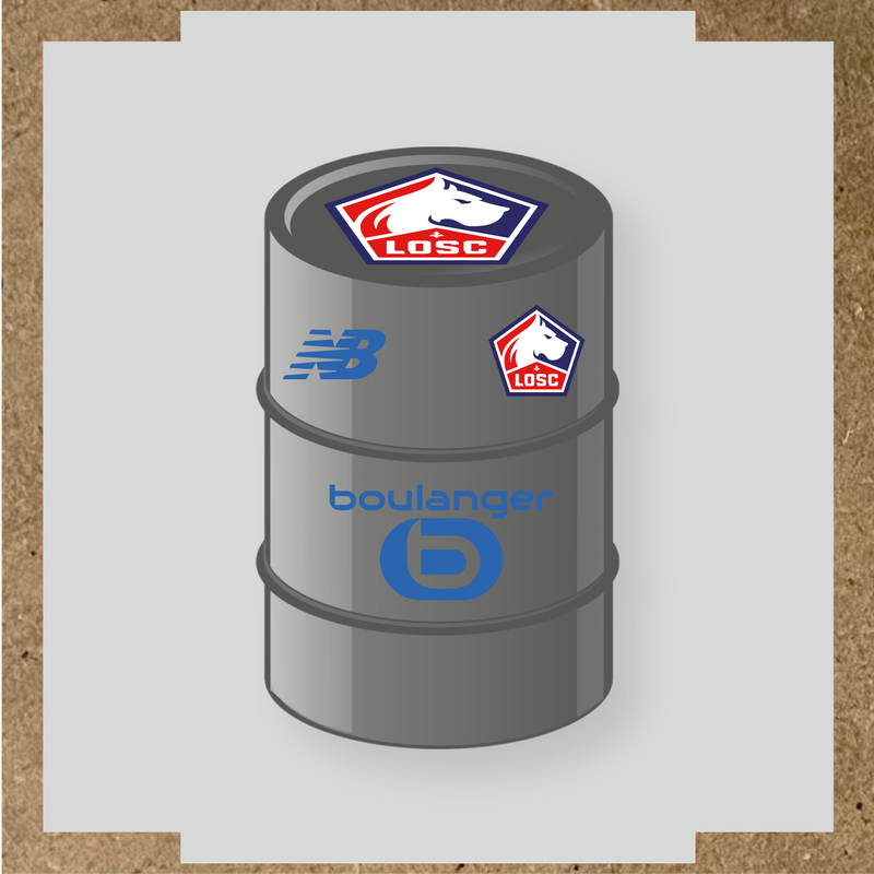 Kit de 4 stickers vinyles pour baril décoratif LOSC avec logo principal sur le dessus. couleur:bleu pétrole