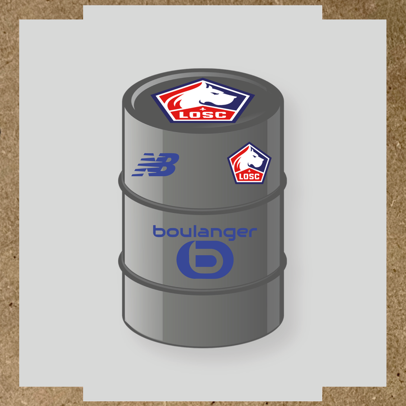 Kit de 4 stickers vinyles pour baril décoratif LOSC avec logo principal sur le dessus. couleur:bleu roi