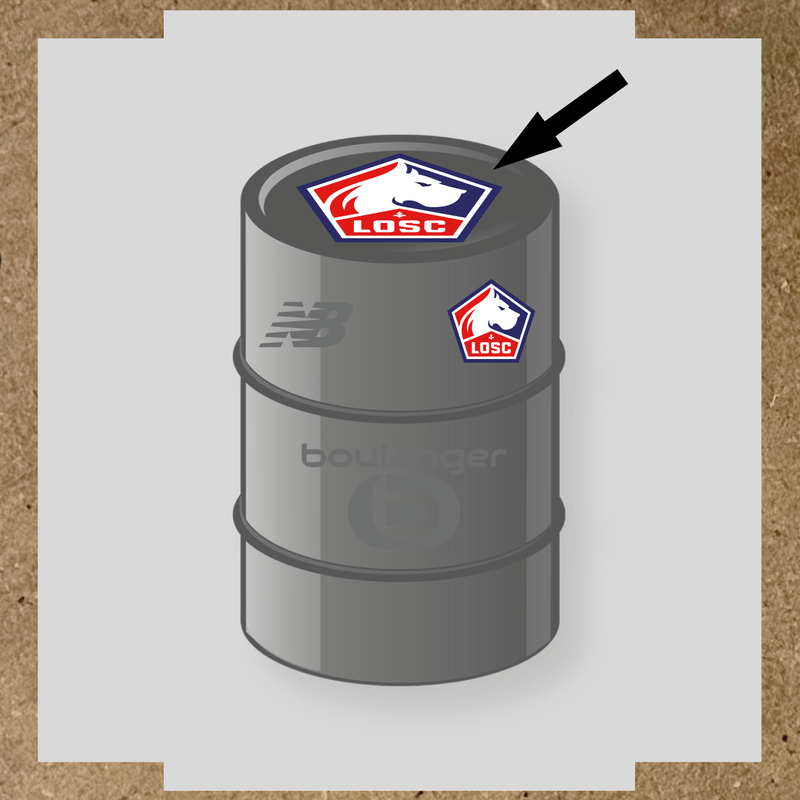 Kit de 4 stickers vinyles pour baril décoratif LOSC avec logo principal sur le dessus. couleur:gris foncé