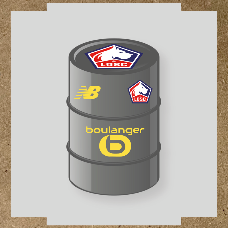 Kit de 4 stickers vinyles pour baril décoratif LOSC avec logo principal sur le dessus. couleur:jaune clair