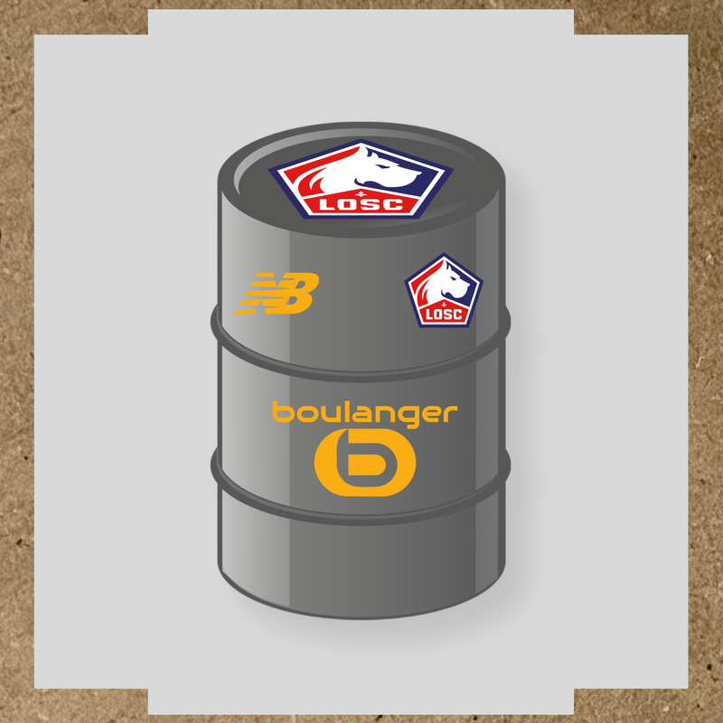 Kit de 4 stickers vinyles pour baril décoratif LOSC avec logo principal sur le dessus. couleur:jaune foncé