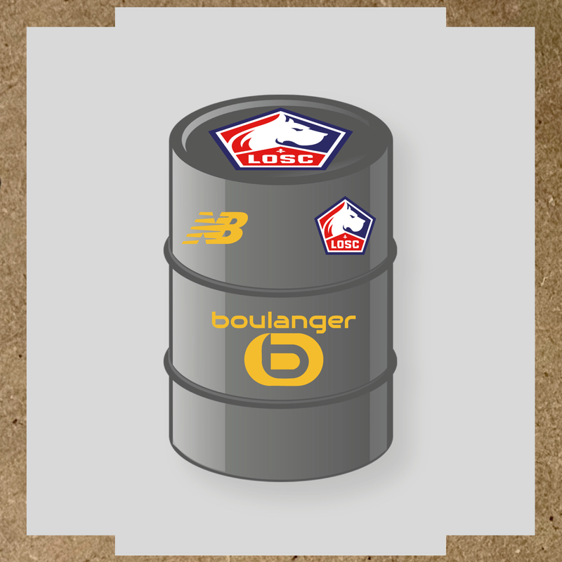Kit de 4 stickers vinyles pour baril décoratif LOSC avec logo principal sur le dessus. couleur:jaune