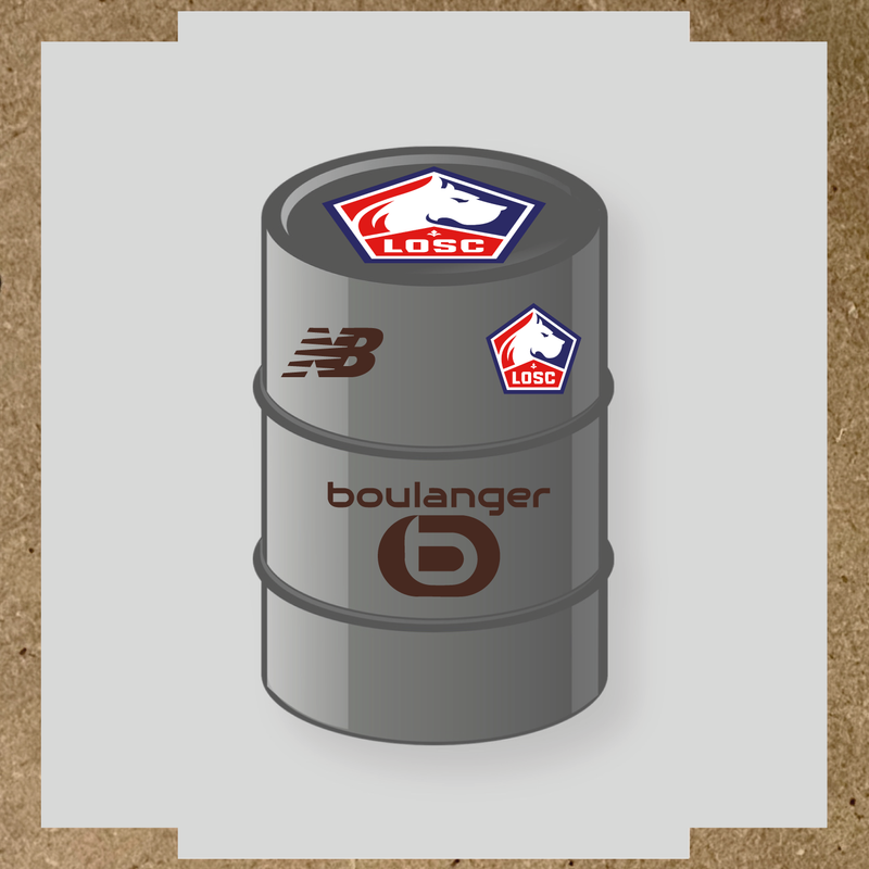 Kit de 4 stickers vinyles pour baril décoratif LOSC avec logo principal sur le dessus. couleur:marron foncé