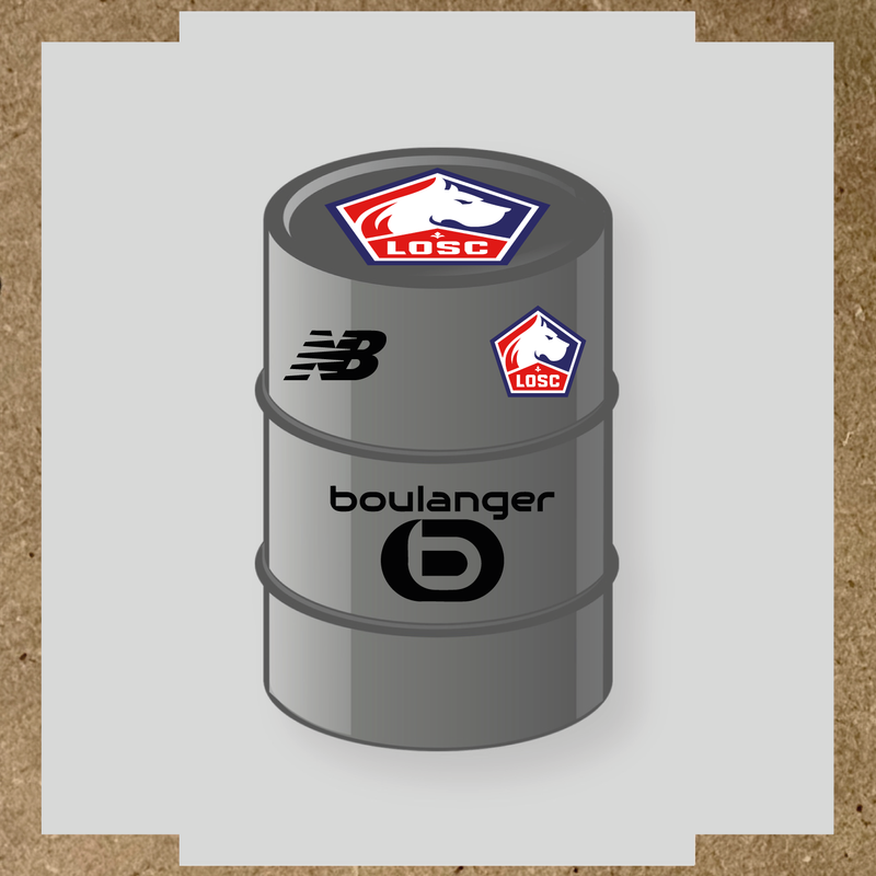 Kit de 4 stickers vinyles pour baril décoratif LOSC avec logo principal sur le dessus. couleur:noir