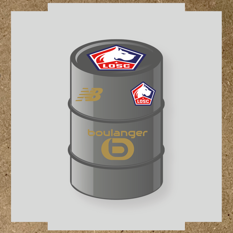 Kit de 4 stickers vinyles pour baril décoratif LOSC avec logo principal sur le dessus. couleur:or