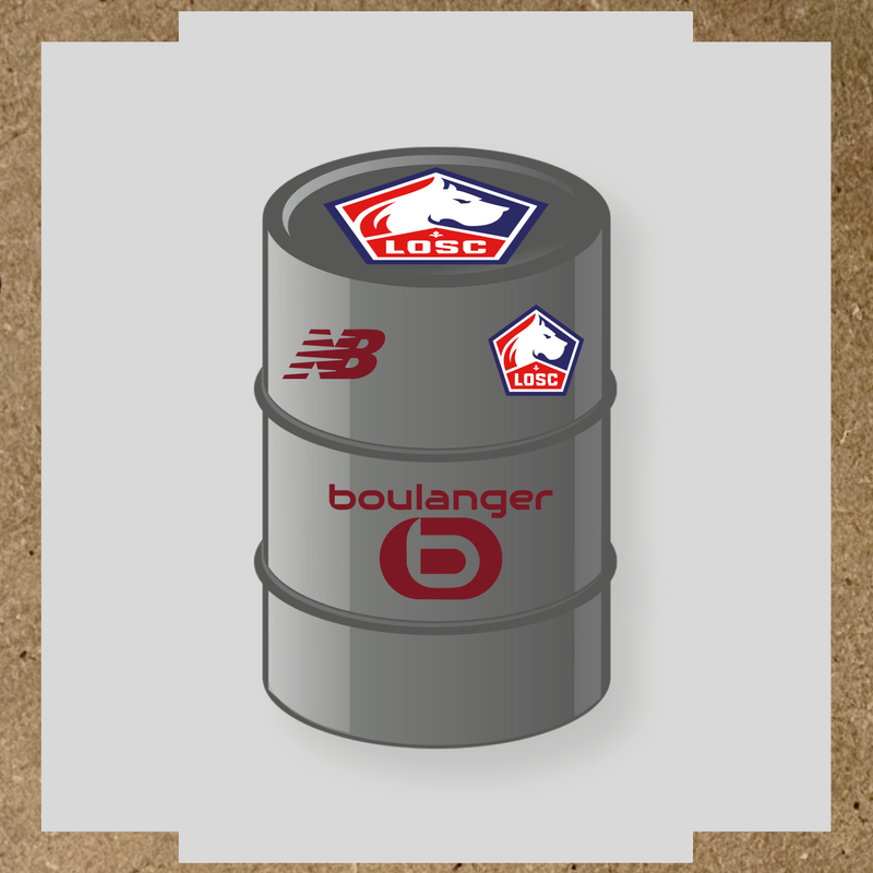 Kit de 4 stickers vinyles pour baril décoratif LOSC avec logo principal sur le dessus. couleur:rouge bordeaux