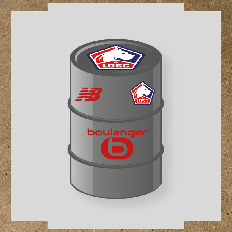 Kit de 4 stickers vinyles pour baril décoratif LOSC avec logo principal sur le dessus. couleur:rouge foncé