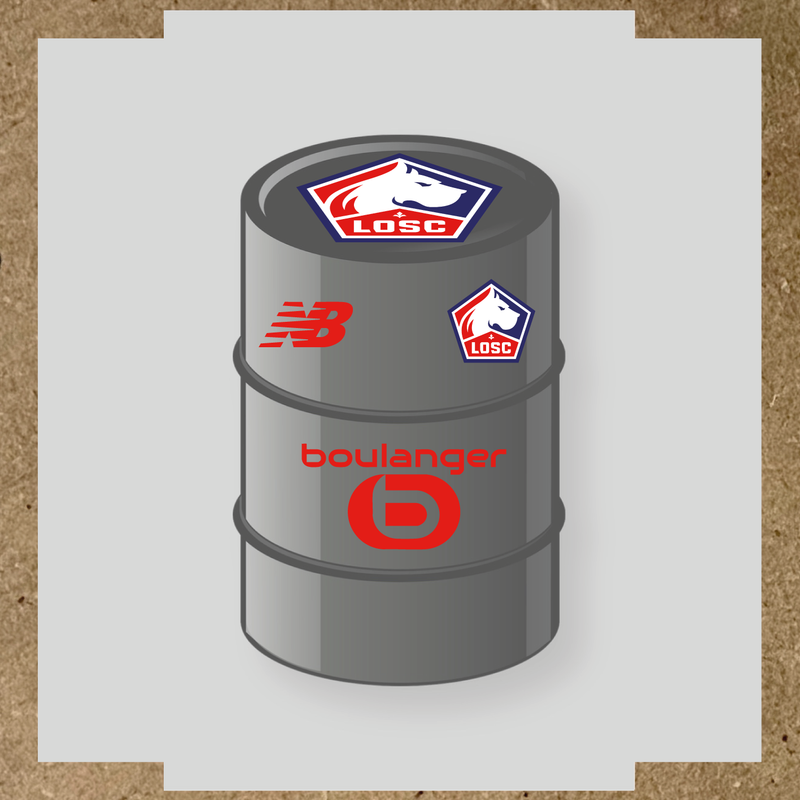 Kit de 4 stickers vinyles pour baril décoratif LOSC avec logo principal sur le dessus. couleur:rouge vif