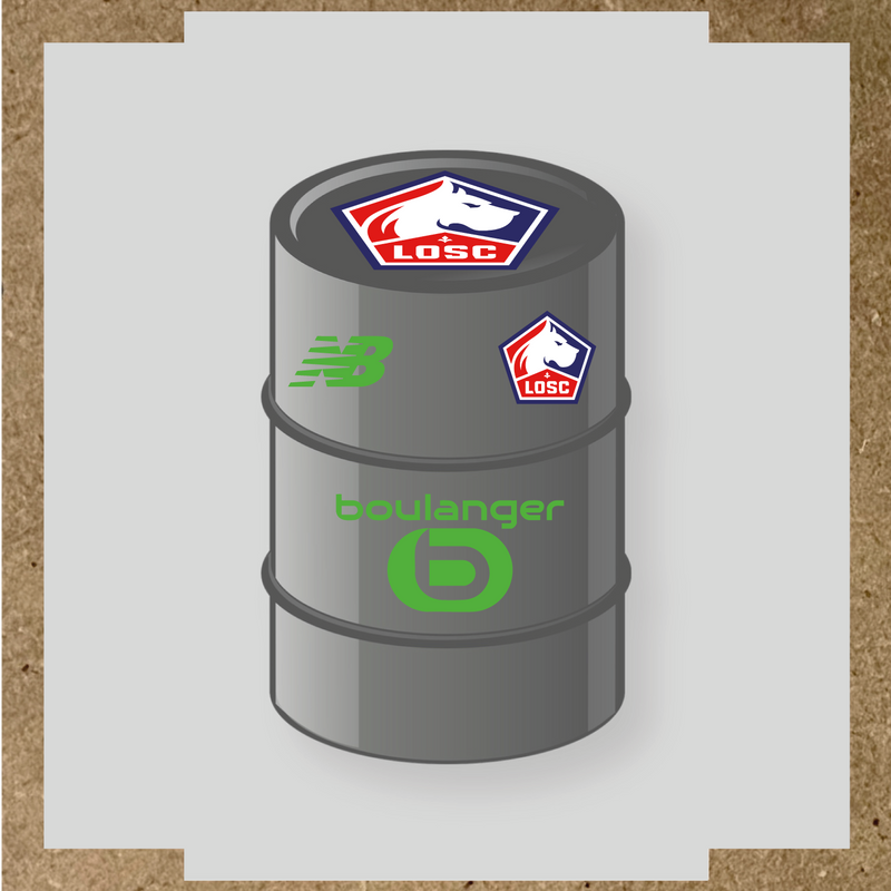 Kit de 4 stickers vinyles pour baril décoratif LOSC avec logo principal sur le dessus. couleur:vert prairie
