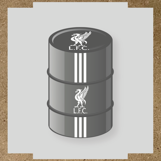 Kit de 4 stickers Liverpool pour baril décoratif, mettant en avant la licence principale sur le dessus du baril. couleur:blanc