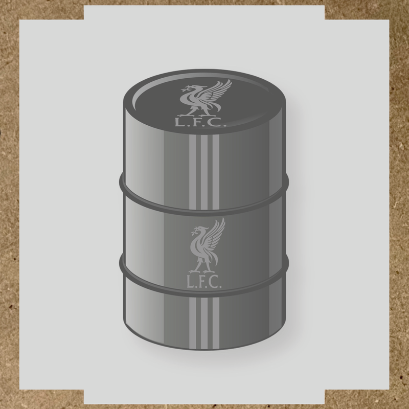 Kit de 4 stickers Liverpool pour baril décoratif, mettant en avant la licence principale sur le dessus du baril. couleur:gris