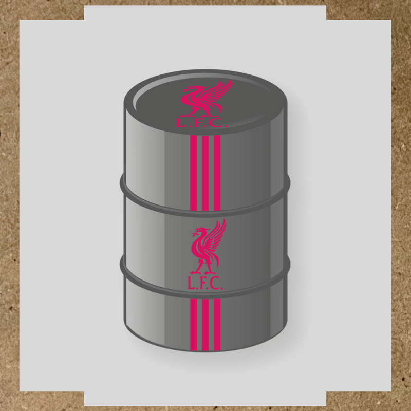 Kit de 4 stickers Liverpool pour baril décoratif, mettant en avant la licence principale sur le dessus du baril. couleur:rose