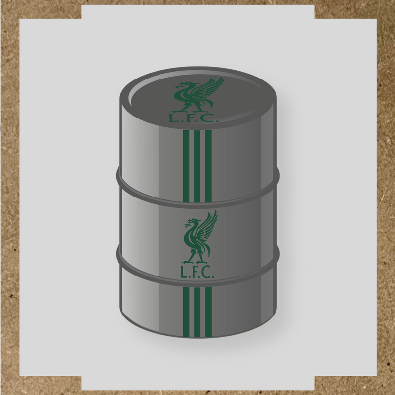 Kit de 4 stickers Liverpool pour baril décoratif, mettant en avant la licence principale sur le dessus du baril. couleur:vert sapin