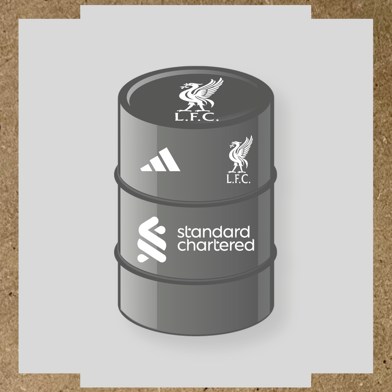 Kit de 4 stickers Liverpool F.C. pour baril décoratif, incluant le logo dominant sur le haut du baril. couleur:blanc