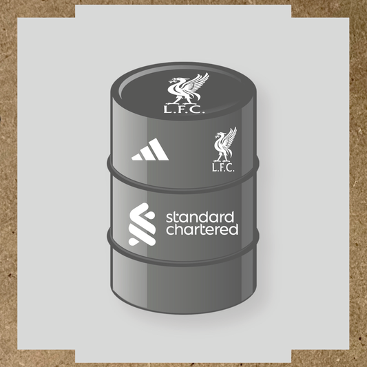 Kit de 4 stickers Liverpool F.C. pour baril décoratif, incluant le logo dominant sur le haut du baril. couleur:blanc