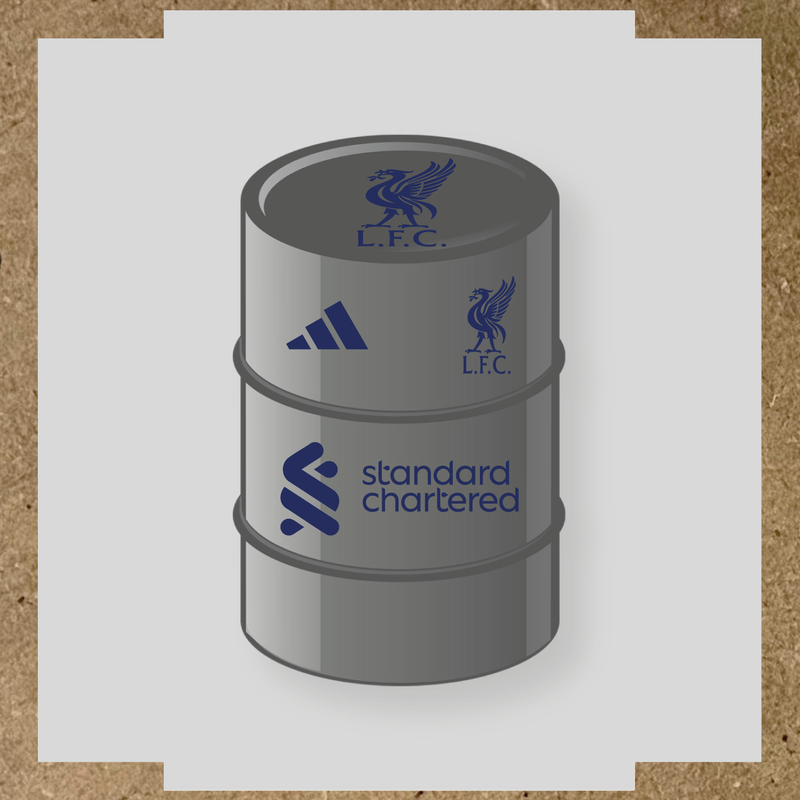 Kit de 4 stickers Liverpool F.C. pour baril décoratif, incluant le logo dominant sur le haut du baril. couleur:bleu nuit