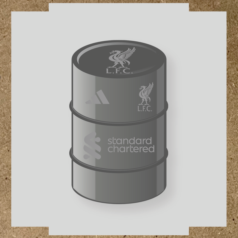 Kit de 4 stickers Liverpool F.C. pour baril décoratif, incluant le logo dominant sur le haut du baril. couleur:gris
