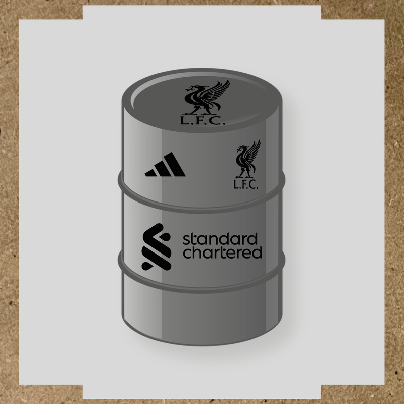 Kit de 4 stickers Liverpool F.C. pour baril décoratif, incluant le logo dominant sur le haut du baril. couleur:noir