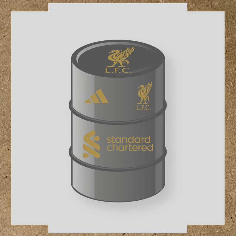Kit de 4 stickers Liverpool F.C. pour baril décoratif, incluant le logo dominant sur le haut du baril. couleur:or