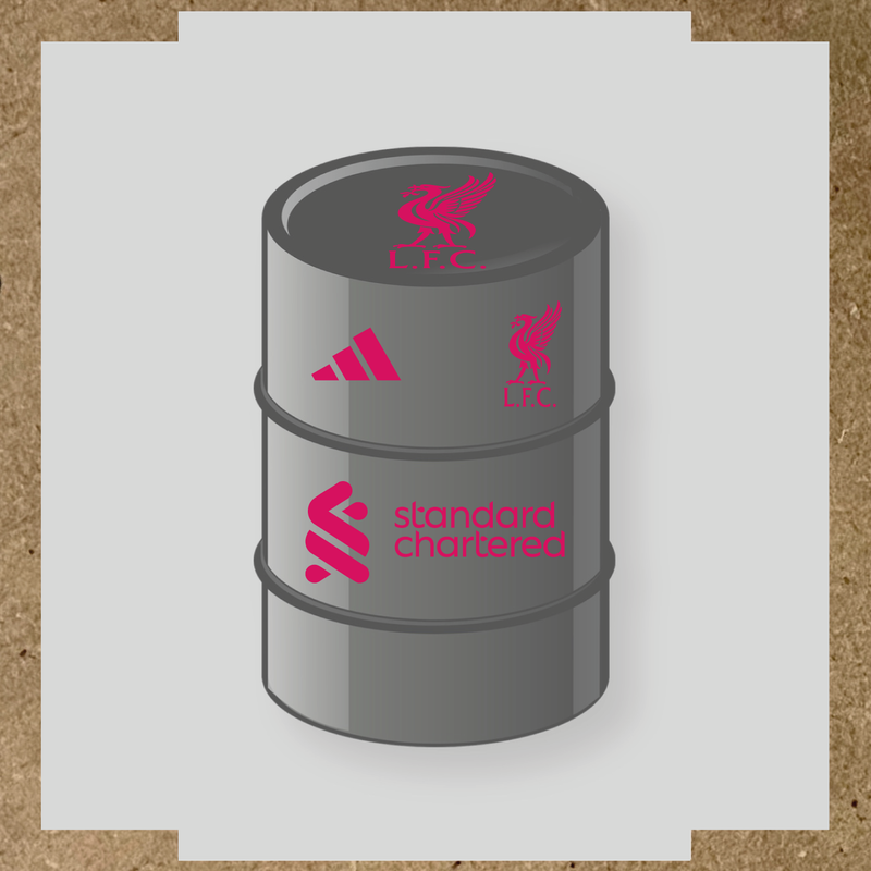 Kit de 4 stickers Liverpool F.C. pour baril décoratif, incluant le logo dominant sur le haut du baril. couleur:rose