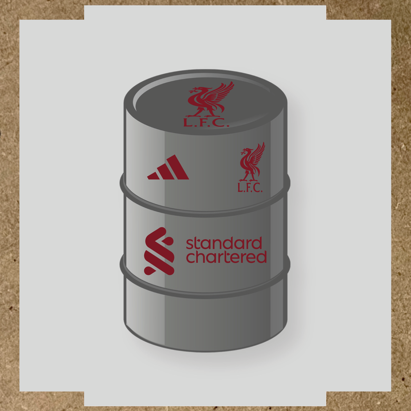 Kit de 4 stickers Liverpool F.C. pour baril décoratif, incluant le logo dominant sur le haut du baril. couleur:rouge bordeaux