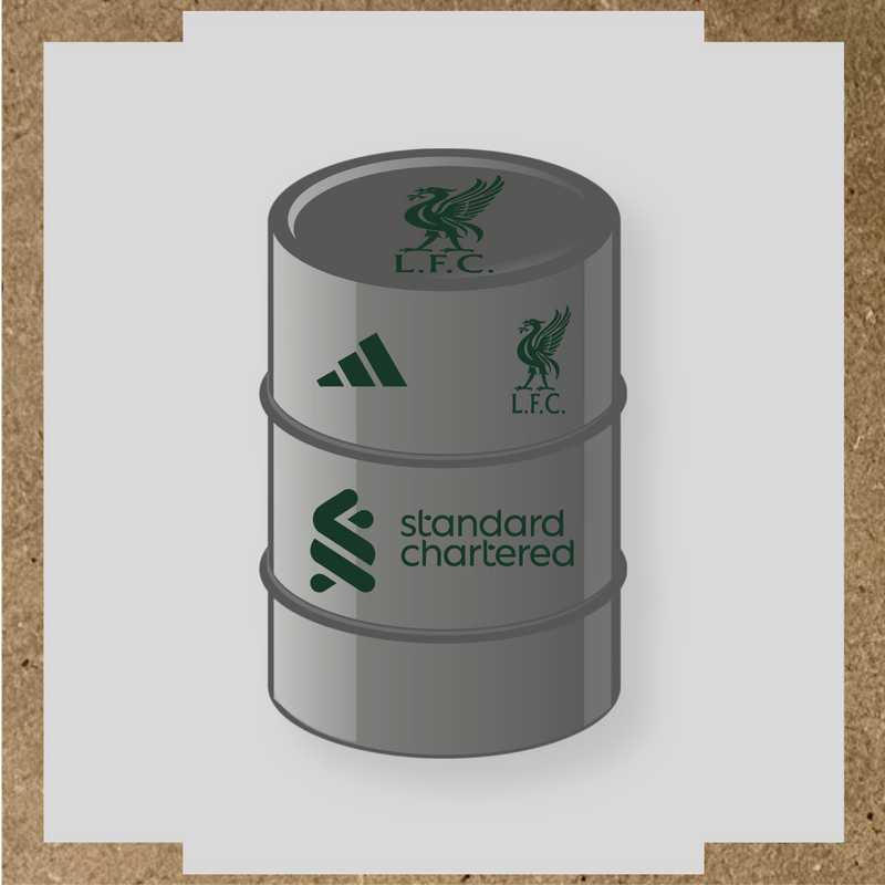 Kit de 4 stickers Liverpool F.C. pour baril décoratif, incluant le logo dominant sur le haut du baril. couleur:vert forêt