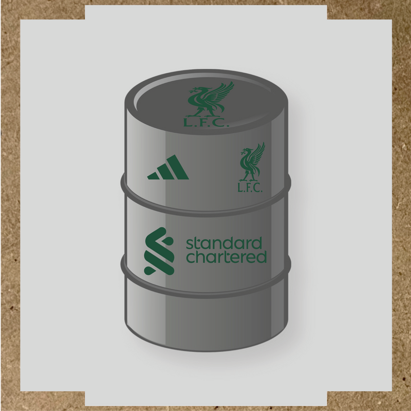Kit de 4 stickers Liverpool F.C. pour baril décoratif, incluant le logo dominant sur le haut du baril. couleur:vert sapin
