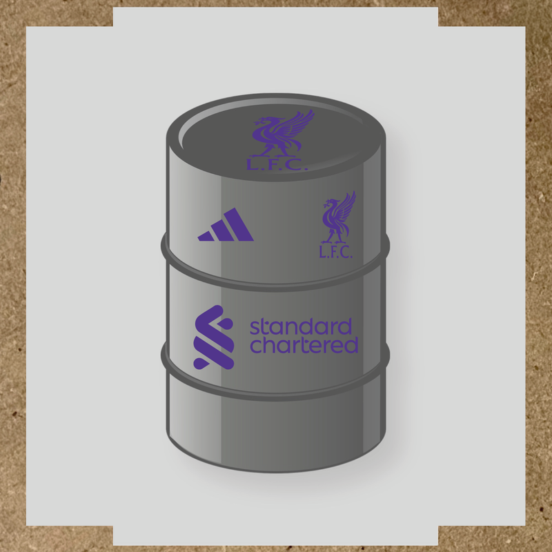 Kit de 4 stickers Liverpool F.C. pour baril décoratif, incluant le logo dominant sur le haut du baril. couleur:violet