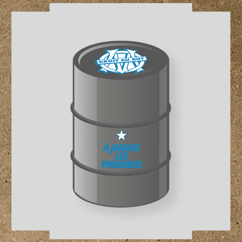 Kit de 2 stickers pour baril, comprenant des inscriptions bleues et blanches, idéal pour personnaliser un baril décoratif.