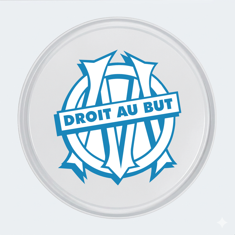 Vue de face d’un baril décoratif avec sticker inférieur OM 1990-1996