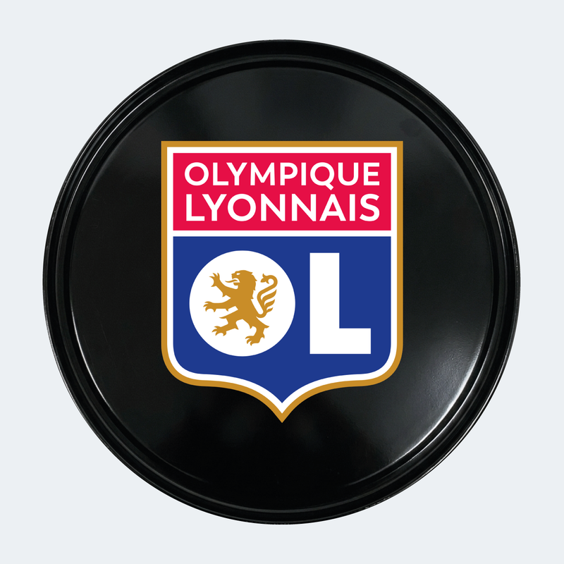 Vue de face d’un baril décoratif avec sticker inférieur Lyon