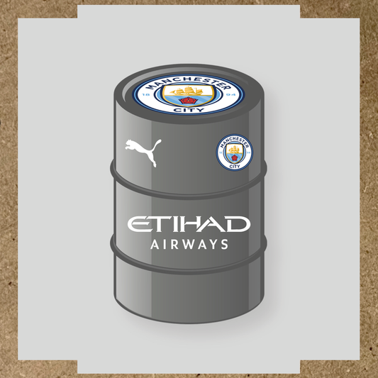 Kit de 4 stickers Manchester City pour baril décoratif affichant le logo de Manchester City et de Puma. couleur:blanc