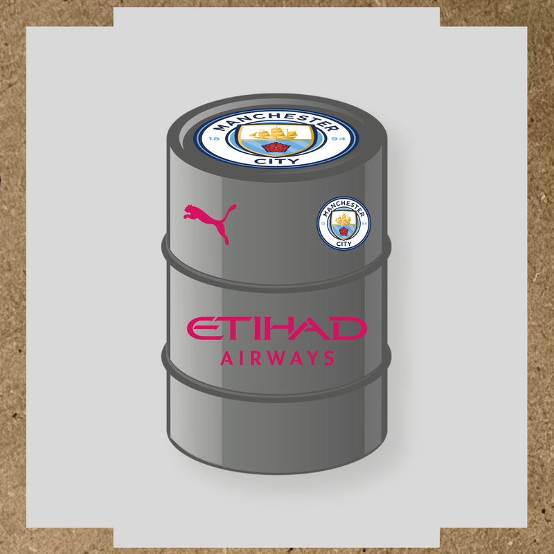 Kit de 4 stickers Manchester City pour baril décoratif affichant le logo de Manchester City et de Puma. couleur:rose