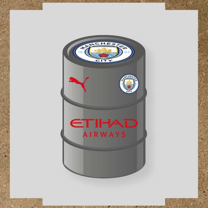 Kit de 4 stickers Manchester City pour baril décoratif affichant le logo de Manchester City et de Puma. couleur:rouge