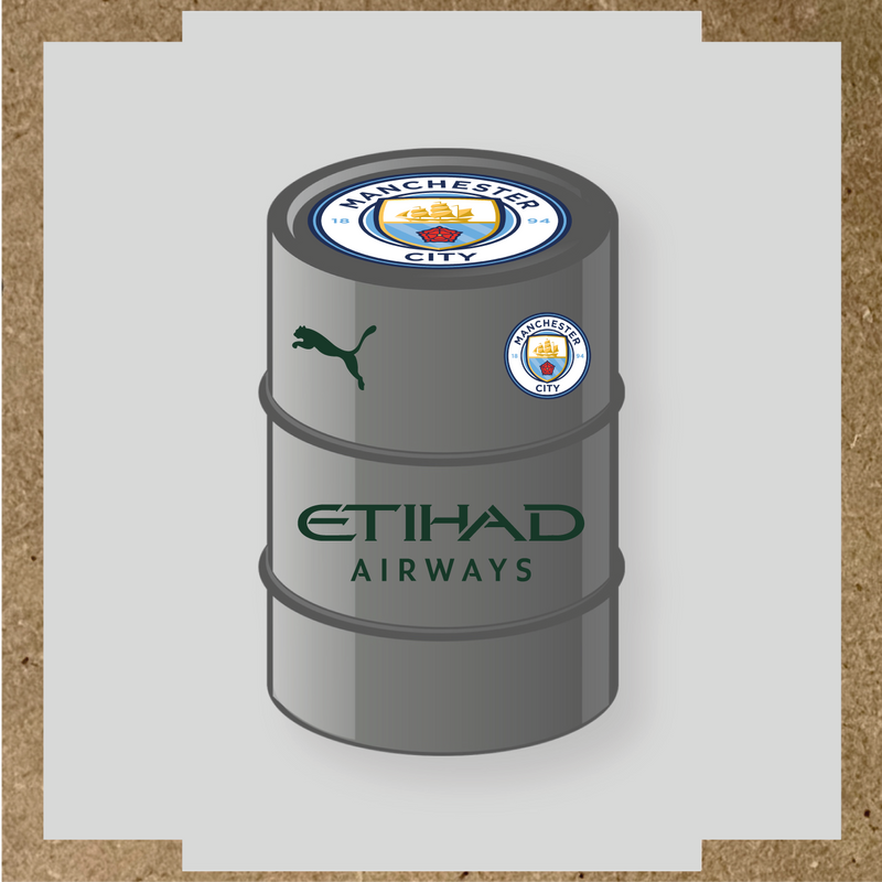 Kit de 4 stickers Manchester City pour baril décoratif affichant le logo de Manchester City et de Puma. couleur:vert forêt