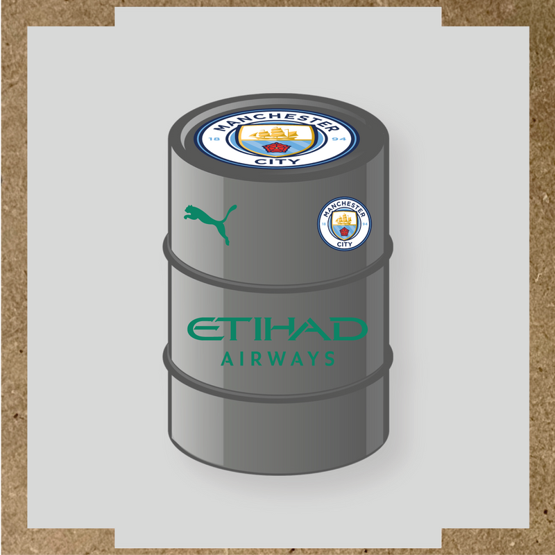 Kit de 4 stickers Manchester City pour baril décoratif affichant le logo de Manchester City et de Puma. couleur:vert jade