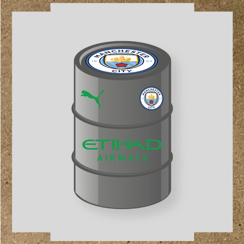 Kit de 4 stickers Manchester City pour baril décoratif affichant le logo de Manchester City et de Puma. couleur:vert vif