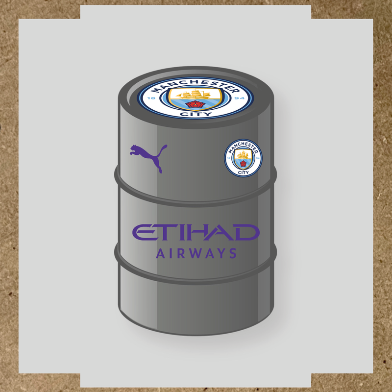 Kit de 4 stickers Manchester City pour baril décoratif affichant le logo de Manchester City et de Puma. couleur:violet