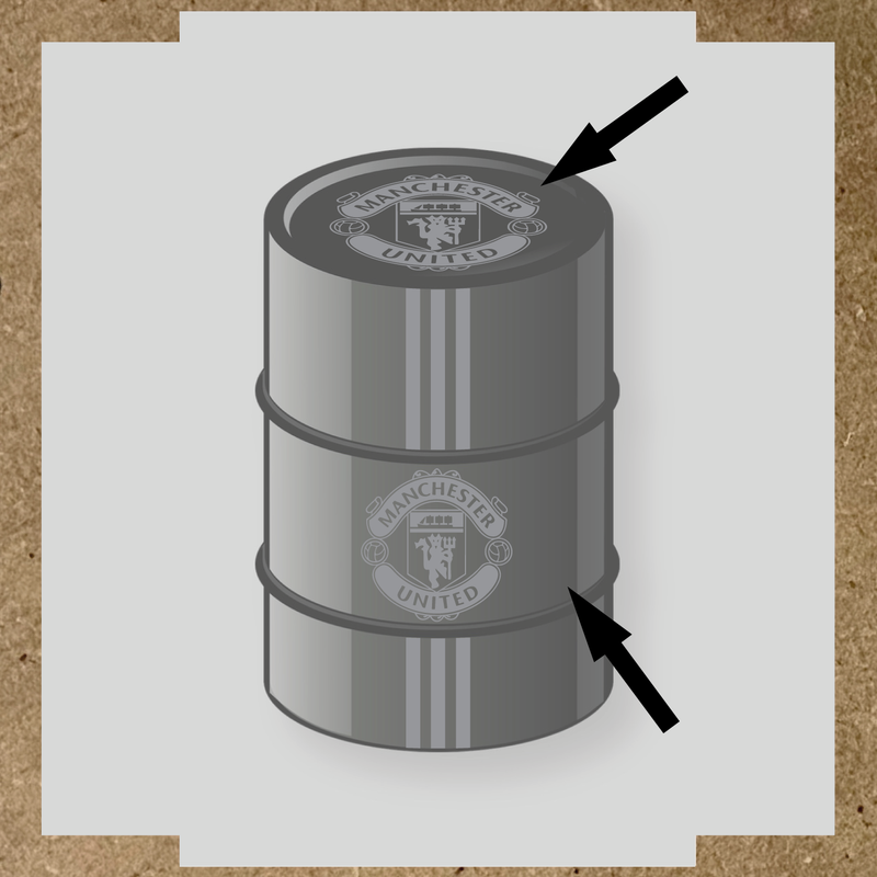 Kit de 4 stickers pour baril décoratif avec le logo de Manchester United couleur:argent