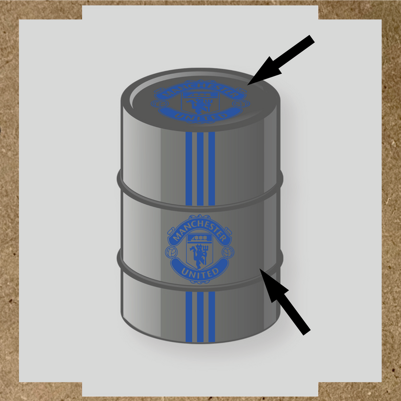Kit de 4 stickers pour baril décoratif avec le logo de Manchester United couleur:bleu acier