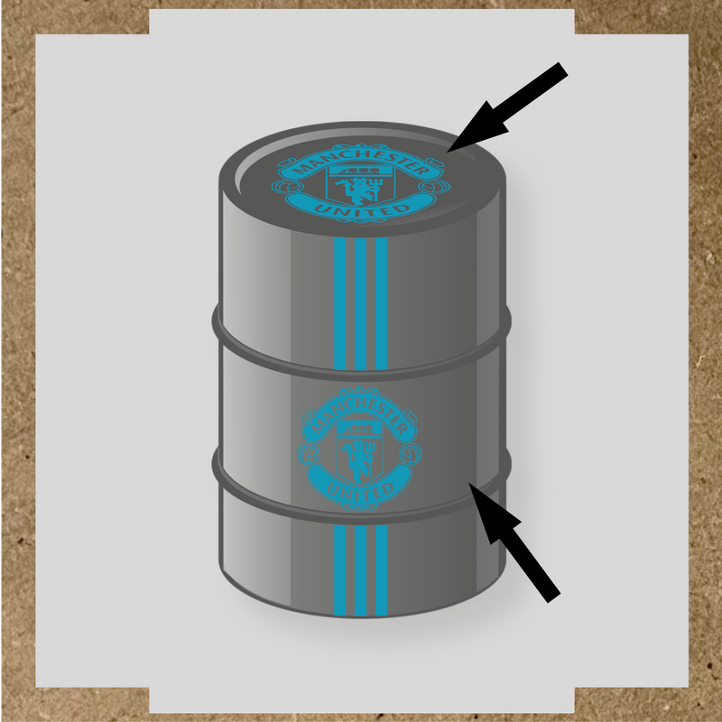 Kit de 4 stickers pour baril décoratif avec le logo de Manchester United couleur:bleu azur