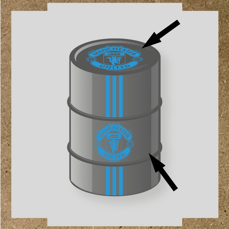 Kit de 4 stickers pour baril décoratif avec le logo de Manchester United couleur:bleu ciel